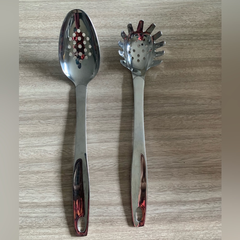 Oneida Stainless Hostess Long Spatula W/ Holes 9” & Spaghetti Serving 9” Utensil